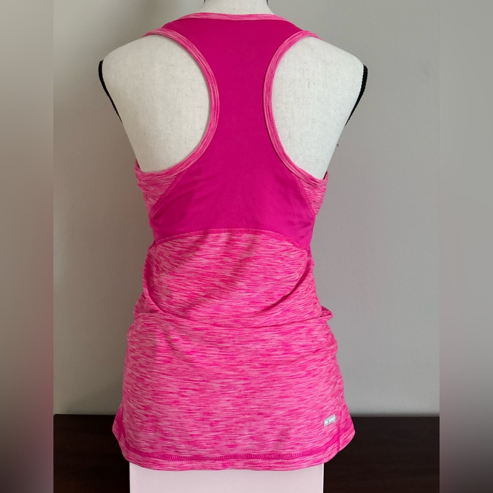 Vibrant Pink Racerback Athletic Tank Top With Built-in Bra